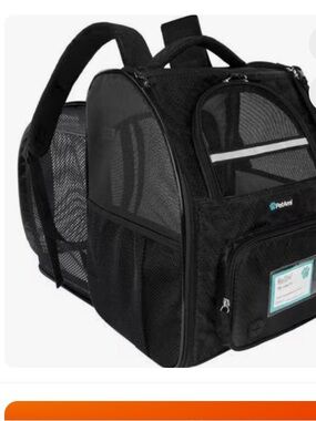 NWT PetAmi Black Expandable Airline-Approved Pet Backpack cat dog extension
